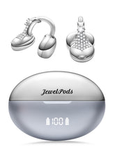 JewelPods C3 Silver.Wireless Earbuds for Women, Jeweled Bluetooth Open-ear Headphones, Ultra-light Memory Wire Clip-on earbuds, Sweat and Water Resistant & 60 hrs Play, Premium Audio Comfort All-Day Wear, Silver
