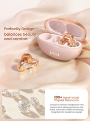 JewelPods C3 Rose Gold。Wireless Earbuds, Jeweled Bluetooth Open-ear Headphones, Ultra-light Memory Wire Clip-on earbuds, Sweat and Water Resistant & 60 hrs Playtime, Premium Audio Comfort All-Day Wear