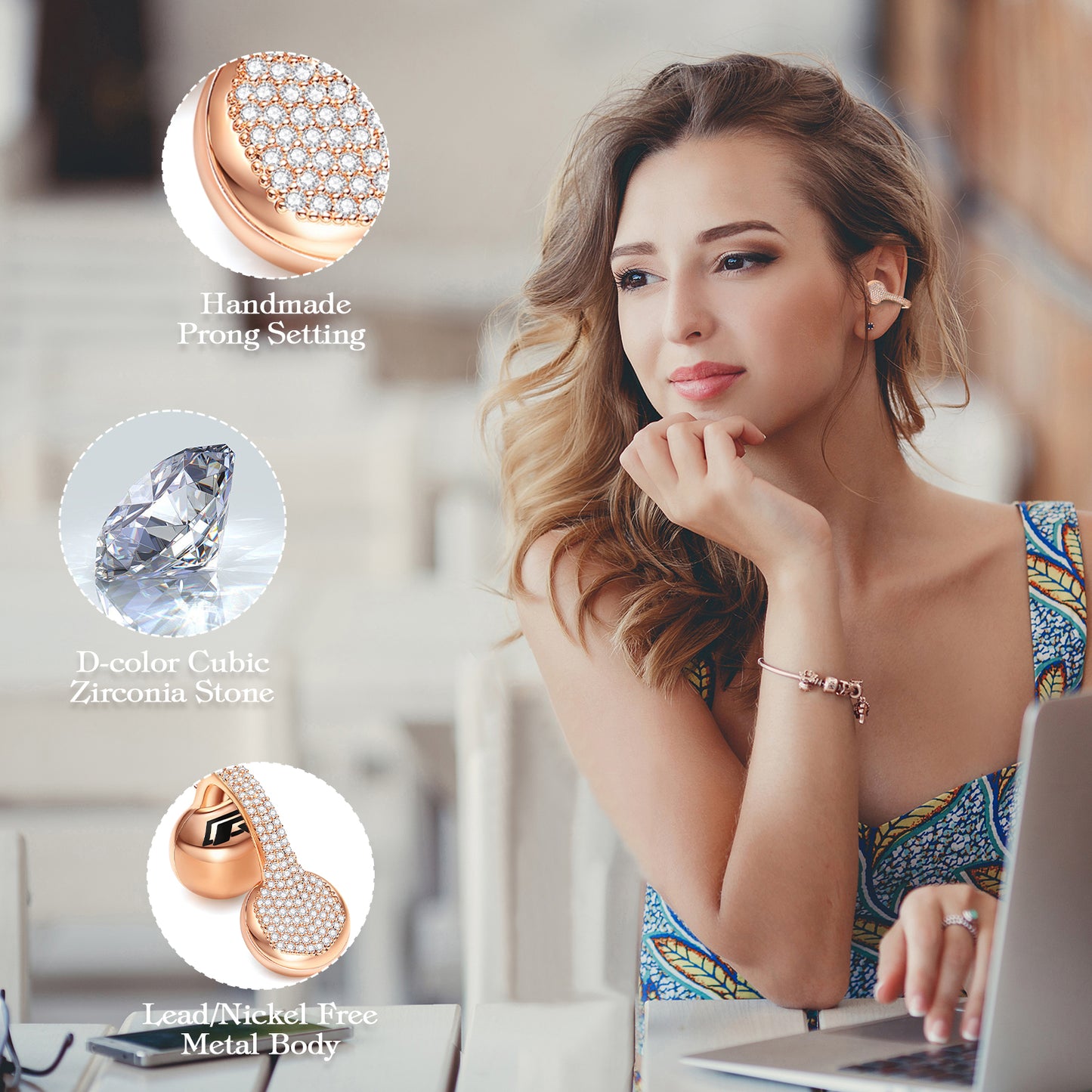 JewelPods C01 Wireless Earbuds (Rose Gold)
