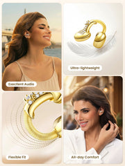 JewelPods C3 Yellow Gold.Wireless Earbuds Metallic Charging Case, Gold