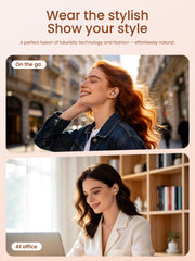 JewelPods C3 Rose Gold.Wireless Earbuds, Jeweled Bluetooth Open-ear Headphones, Ultra-light Memory Wire Clip-on earbuds, Sweat and Water Resistant & 60 hrs Playtime, Premium Audio Comfort All-Day Wear
