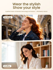 JewelPods C3 Gold.Wireless Earbuds, Jeweled Bluetooth Open-ear Headphones, Ultra-light Memory Wire Clip-on earbuds, Sweat and Water Resistant & 60 hrs Playtime, Premium Audio Comfort All-Day Wear