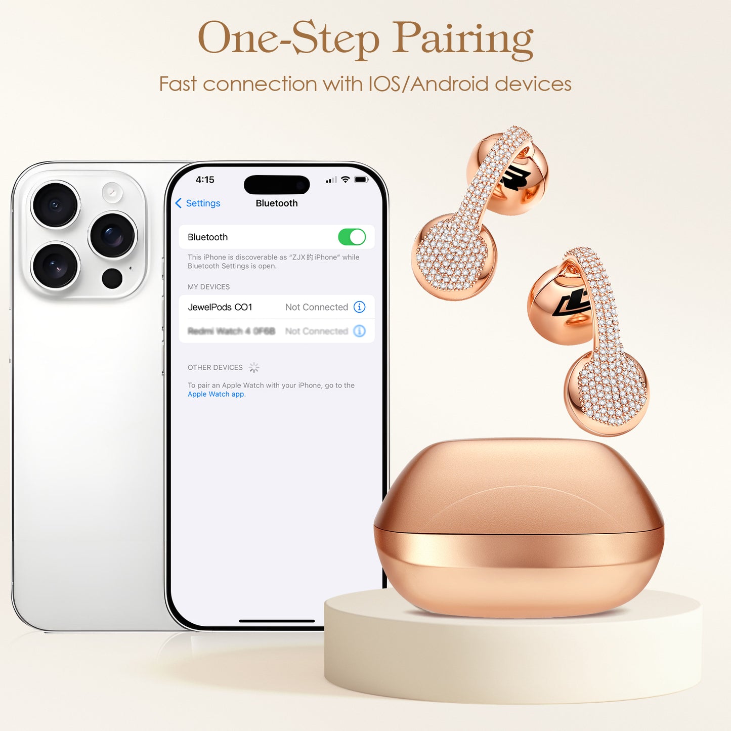 JewelPods C01 Wireless Earbuds (Rose Gold)