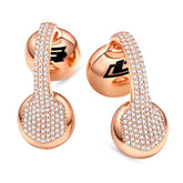 rose gold earphone fashionable metal 14K plated diamond zirconia