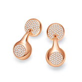 Rose gold earrings earphones earbuds headset with diamond accents on a white background