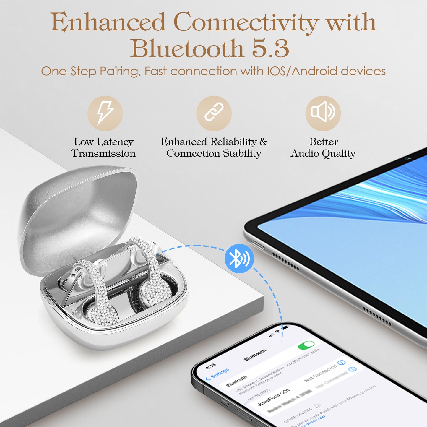 JewelPods C01 Wireless Earbuds (White Gold)