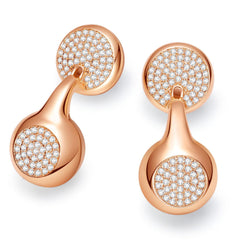Rose gold earrings earphones earbuds  headset with diamond accents on a white background